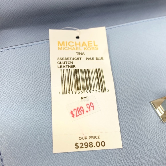 Michael Kors Tina pale blue silver floral clutch - Picture 7 of 7